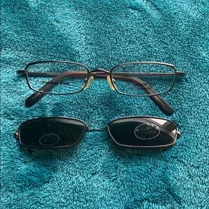 London Fog glasses frame w/Sunglass clip-Unisex